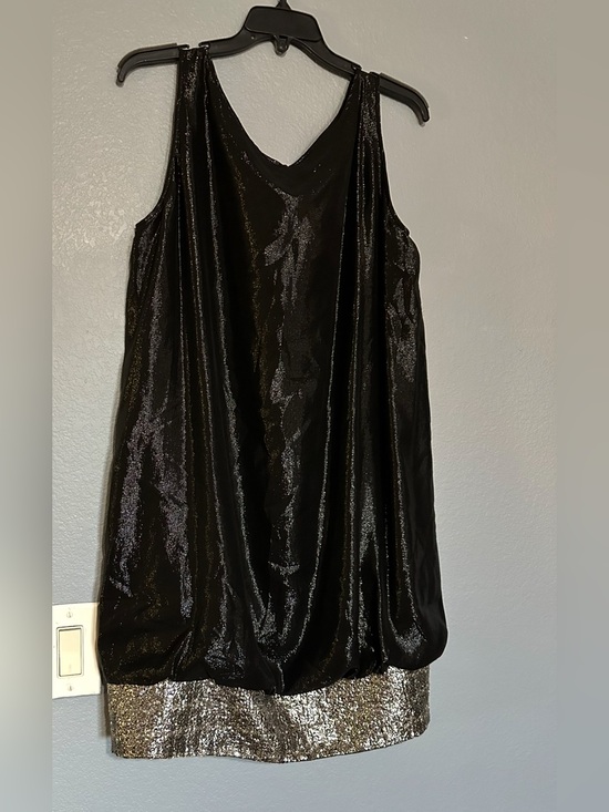 Badgley Mischka Dresses & Skirts - BADGLEY MISCHKA SHEER BUBBLE WITH SILVER HEM COCKTAIL DRESS